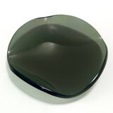 Centre de table / bol à bibelots en verre vert foncé épais, attribué à Fontana Arte
