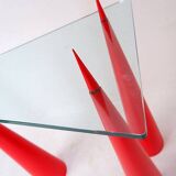 Glass and wood console table in the style of Marcello Pisani