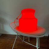Lampe en verre rouge intérieur opaline vintage unique