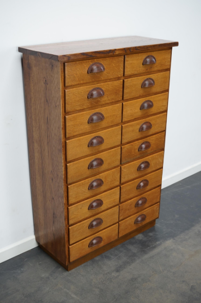 German apothecary's cabinet in oak mid-twentieth century