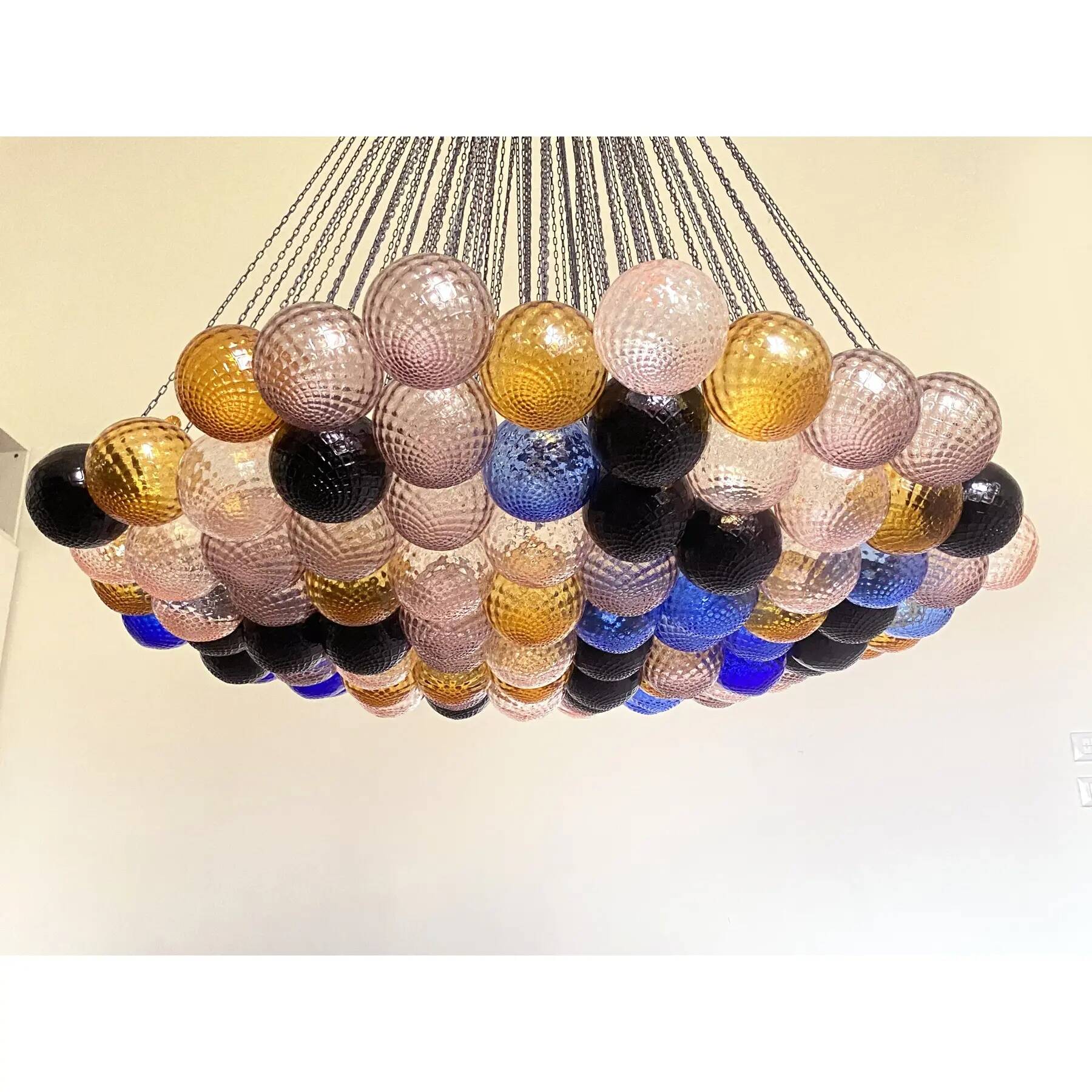 Scenographic Multicolor “Ballotton” Balls Murano Glass Chandelier