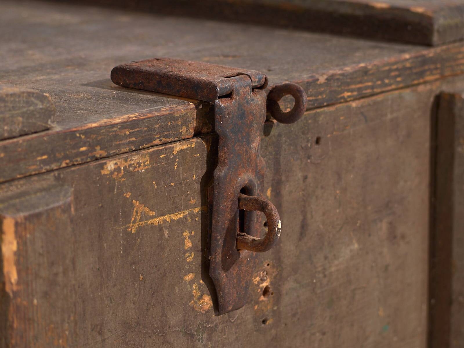 Small antique olive green chest (c.1920) #26