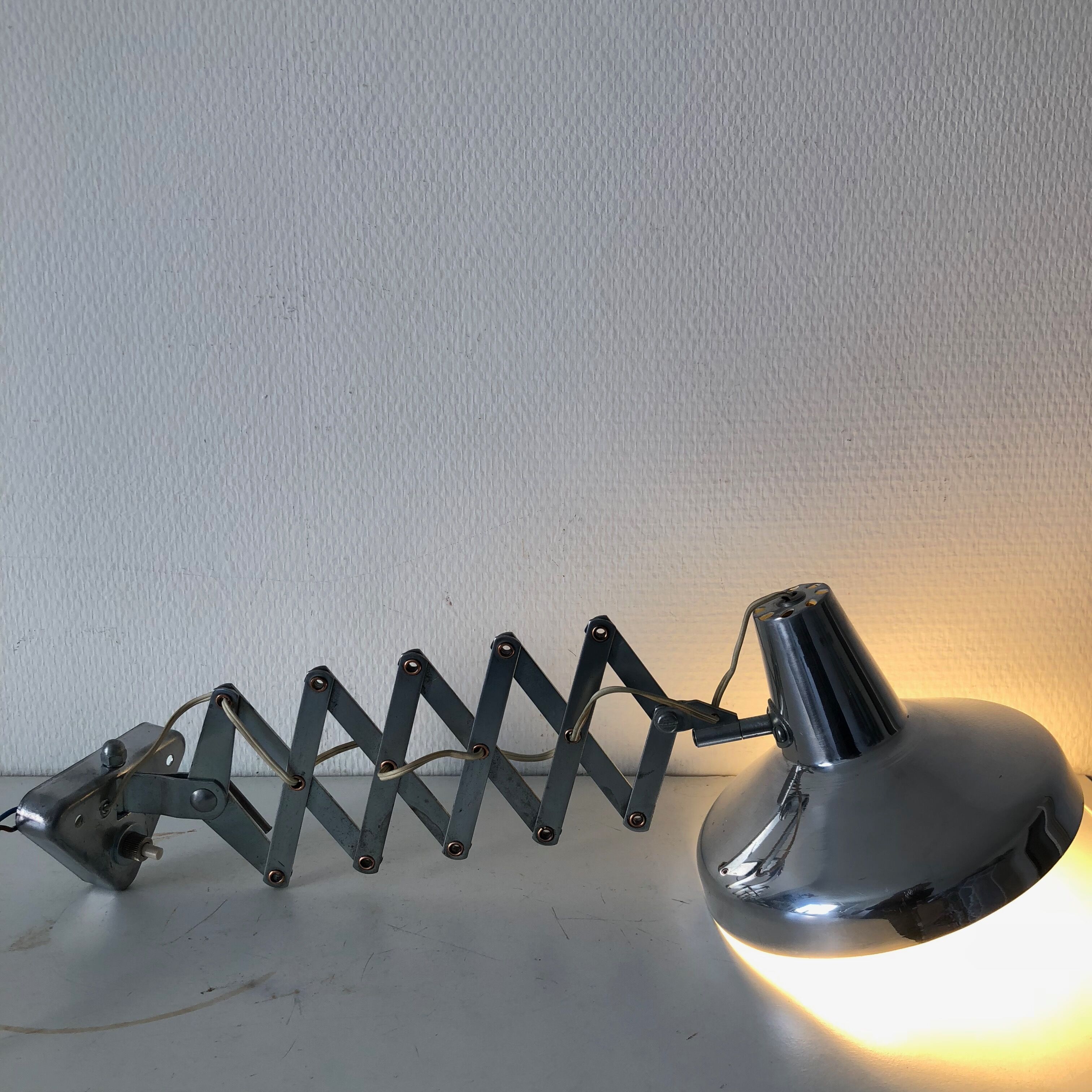 Accordion 60cm chrome Aluminor vintage 1960 lamp