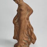 Draped Tanagra after Alexandre Bigot, Terracotta statuette, 20 cm
