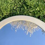 Vintage round white plastic mirror