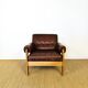 Vintage Scandinavian leather and teak armchair 1960