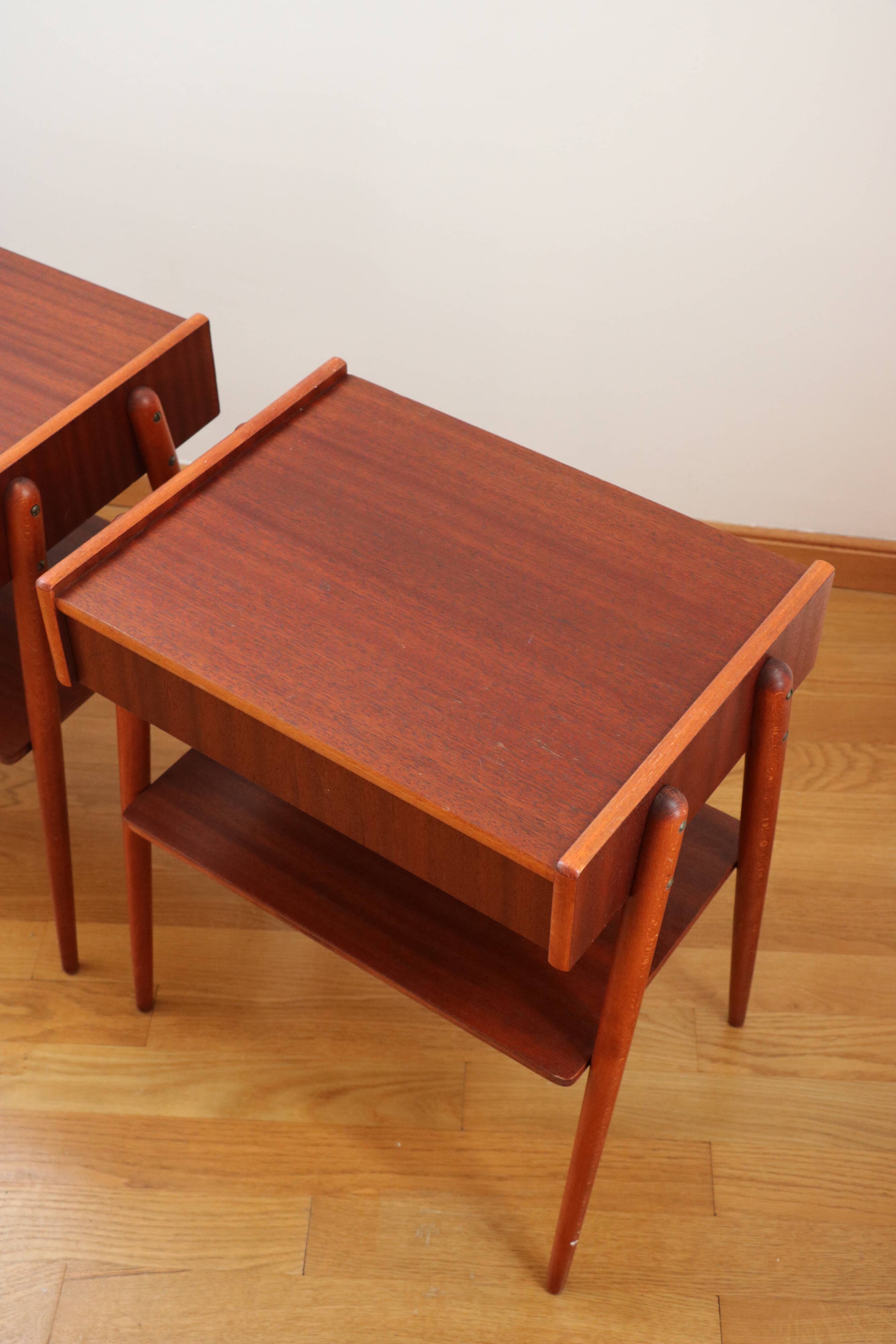 Pair of Scandinavian teak bedside tables, Carlström