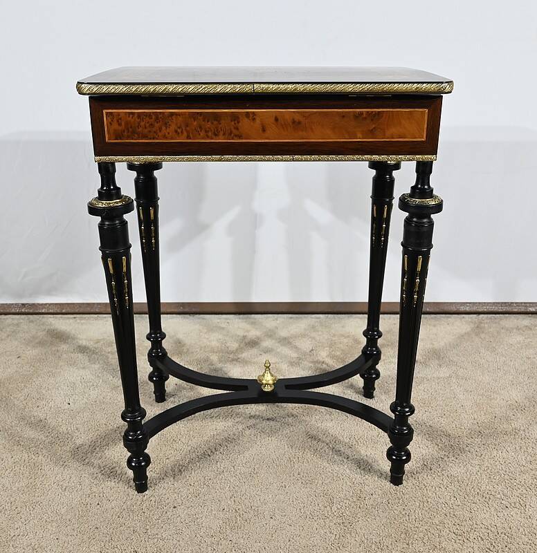Small Living Room Table in Rosewood and Amboyna Burl, Louis XVI style, Napoleon III period – Mili
