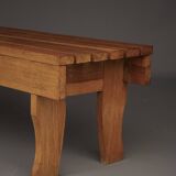 Banc à lattes en chêne, années 1960