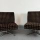 Pair of fabric and chrome steel armchairs, 1960s