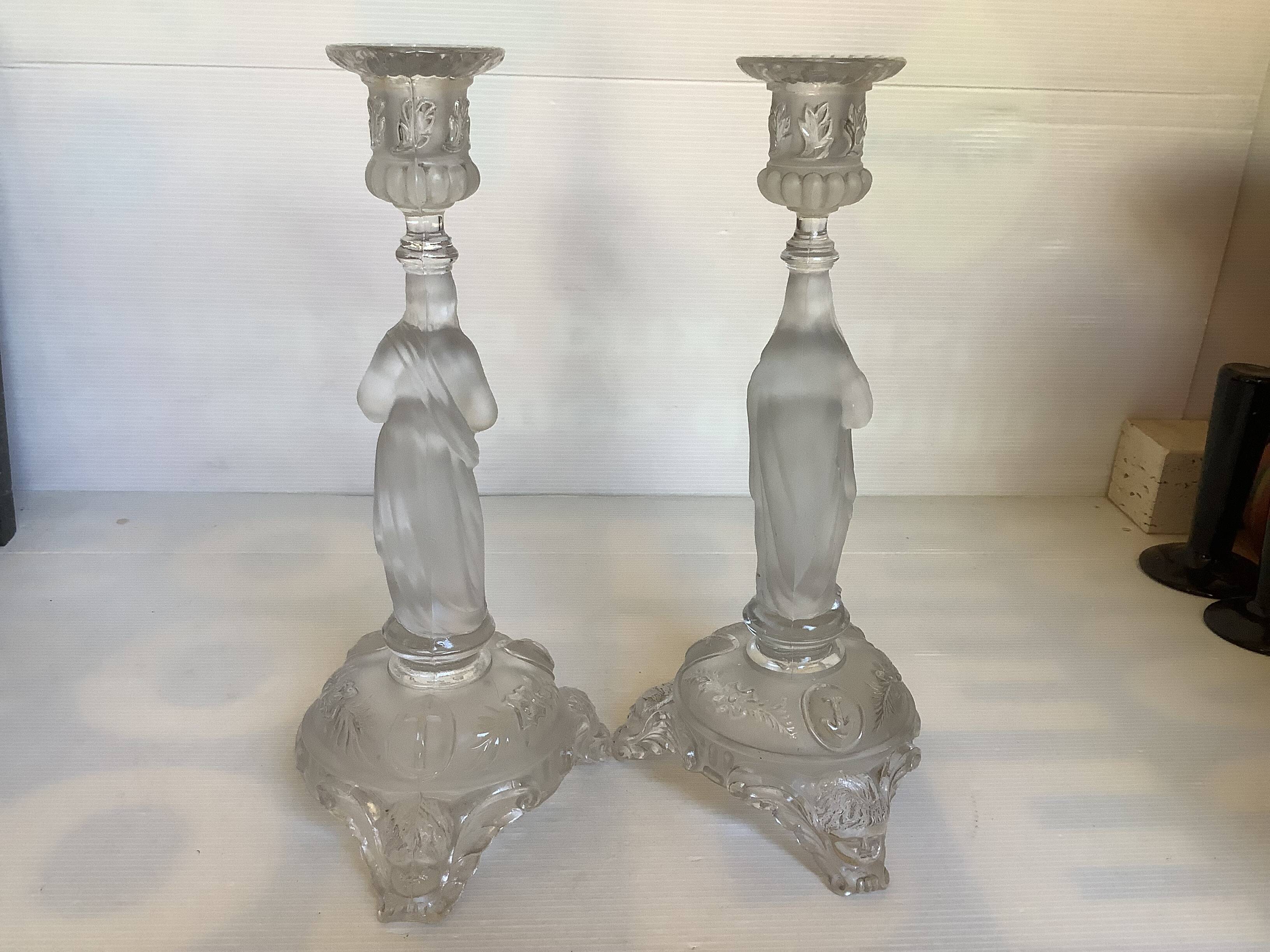 Pair of antique Catholic candlesticks