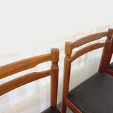 Suite of 6 vintage Scandinavian teak and skai chairs from the 60s