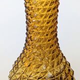Amber yellow glass vase. d'Empoli diamond points - Year 1950 - Italy