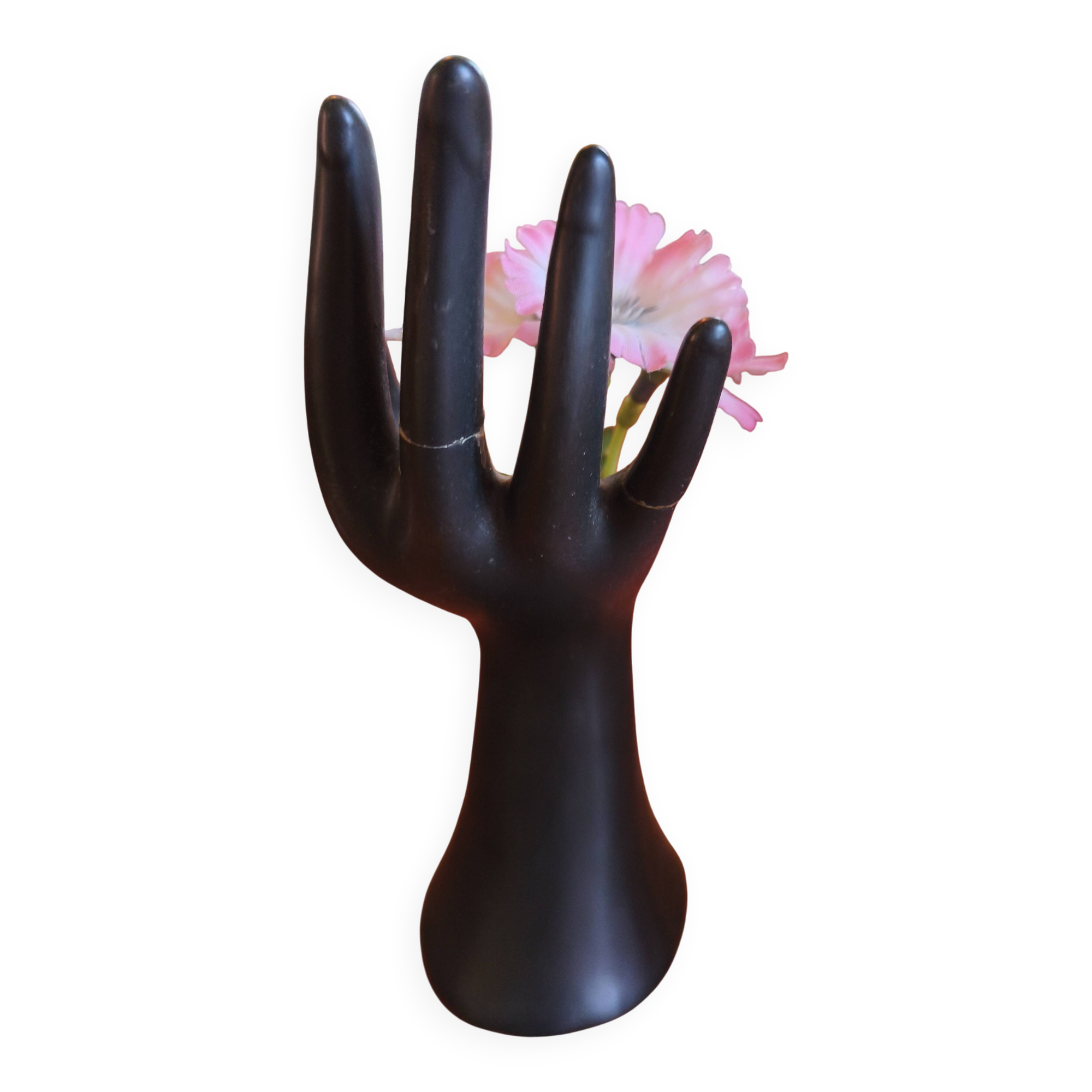 Main vintage matte black flower holder