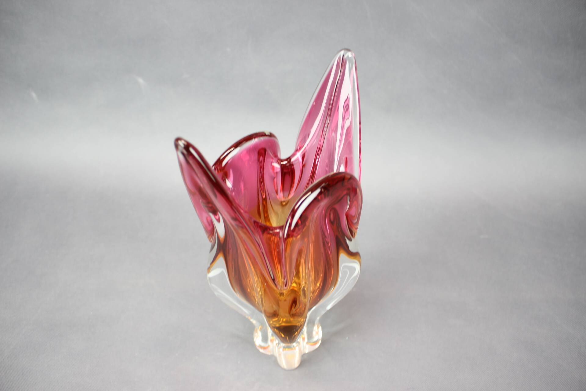 Art glass vase in pink and amber by Josef Hospodka, 1960s