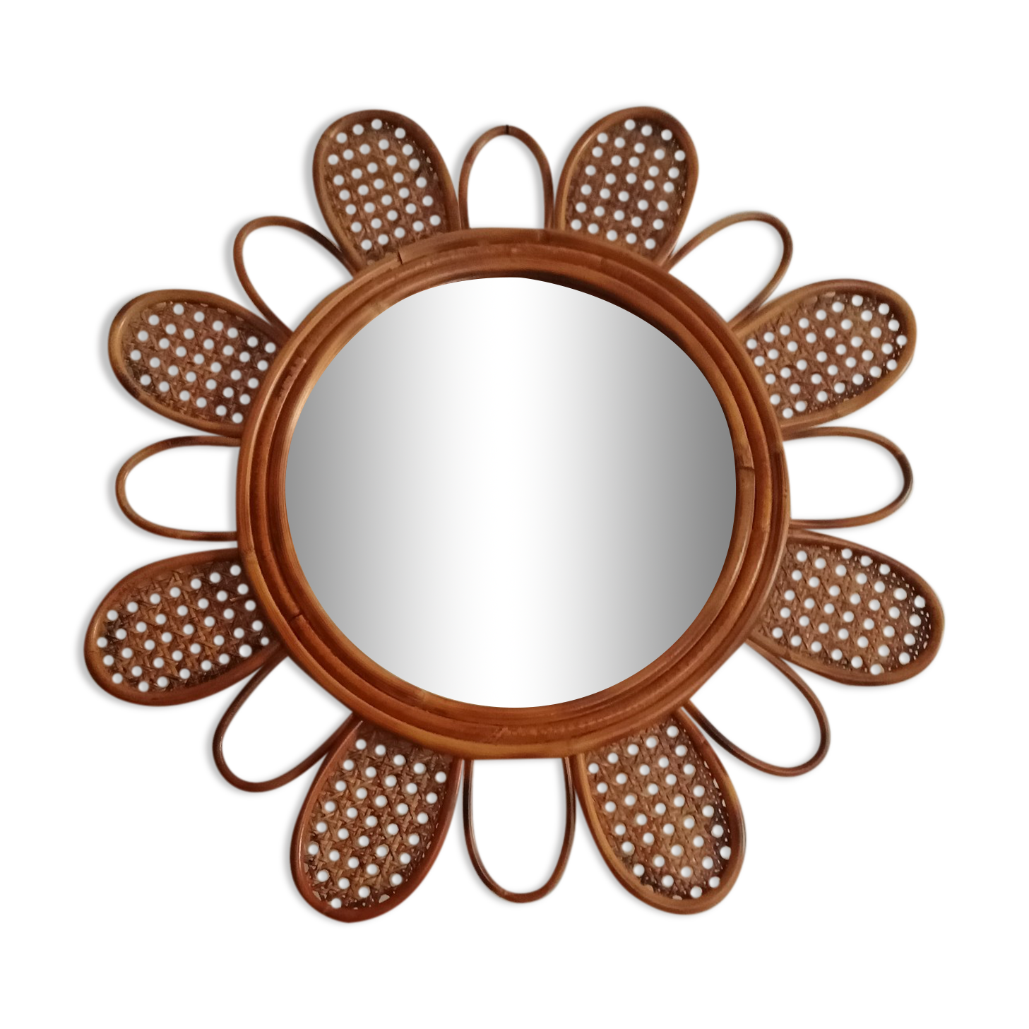 Rattan flower mirror and canning, 56 cm