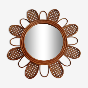 Rattan flower mirror and canning, 56 cm