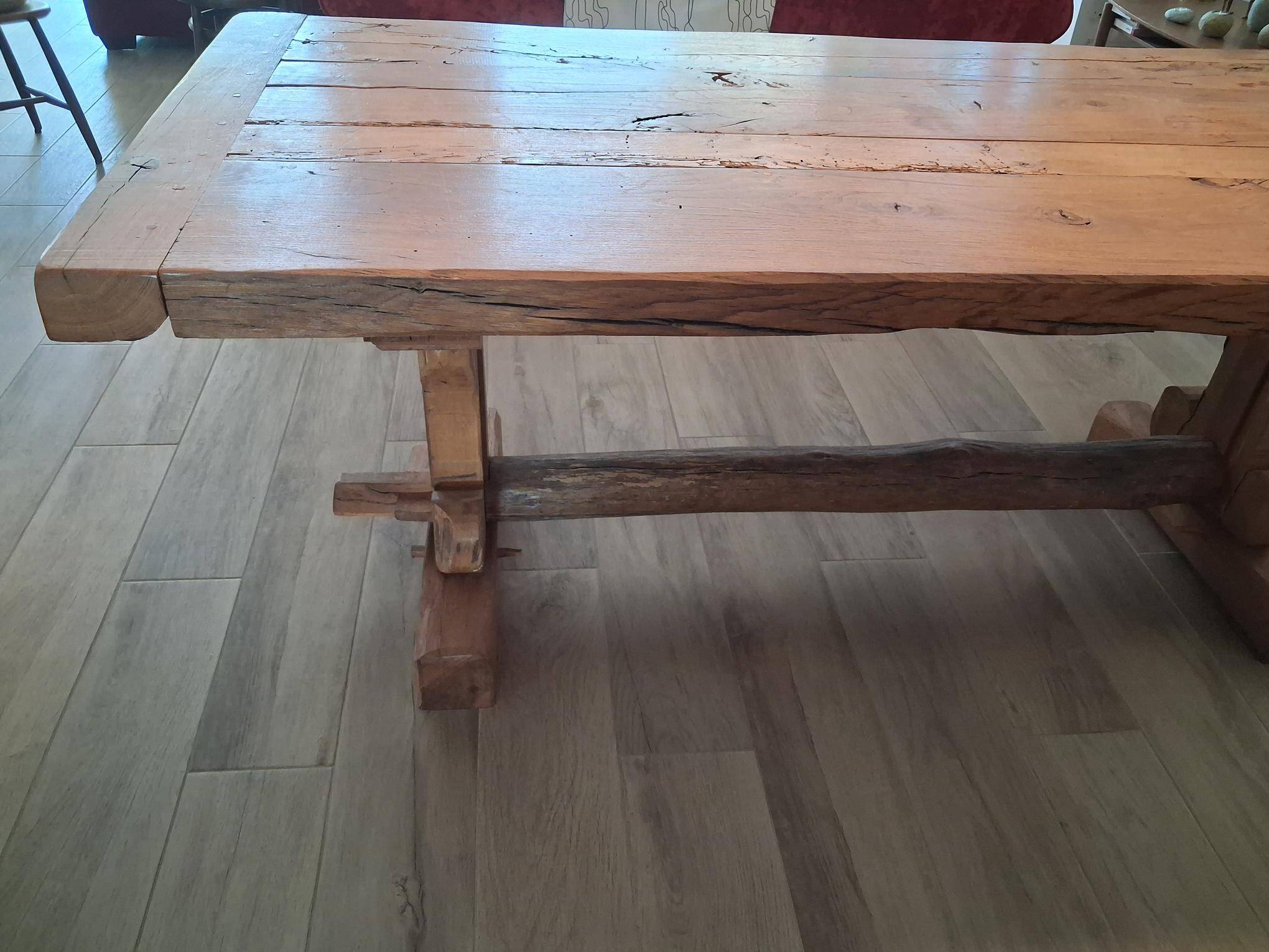 Table en chêne massif 205 cm – fabrication artisanale, pièce unique