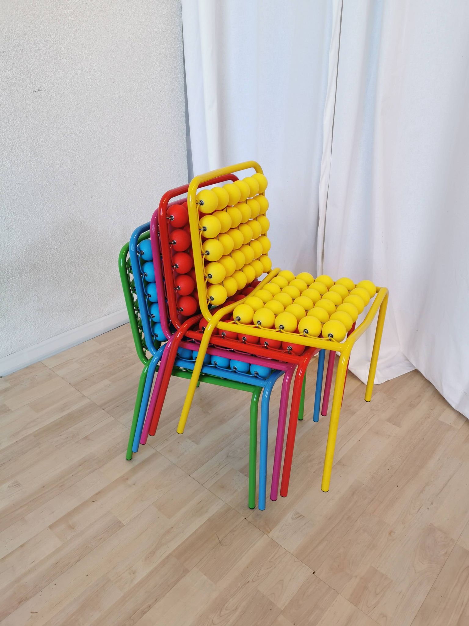 Set of 5 Vintage Pop Art Kids Chairs: SLOG Croatia 1980s