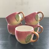 Service 5 tasses à thé barbotine rose