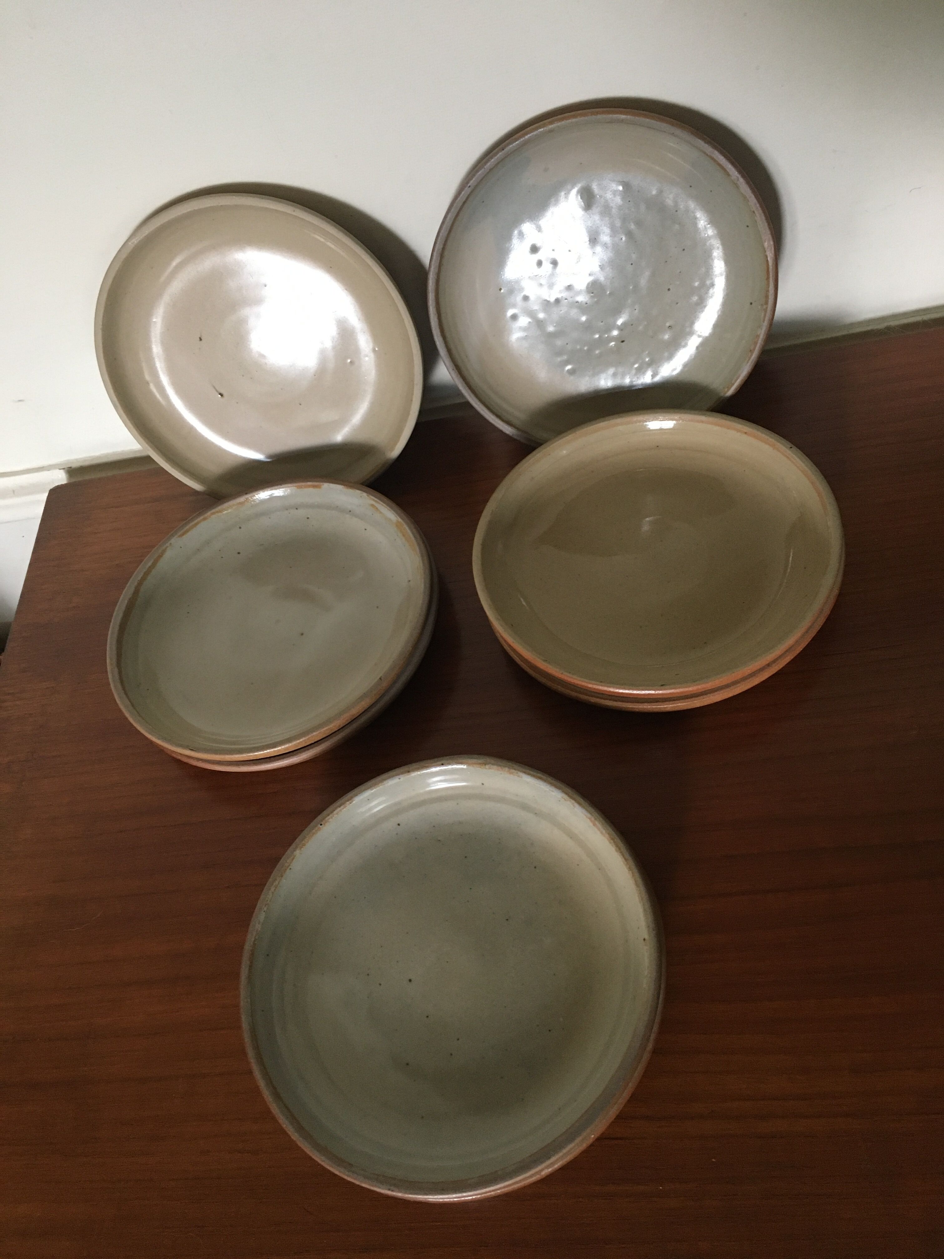 Vintage enamelled sandstone dessert plates