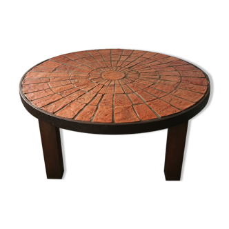 Table basse ronde en terre cuite