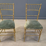 Pair of brass faux bamboo chairs, 1960s