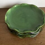 Set of 4 wavy glazed earthenware plates by Milon from Dieulefit, 1970.