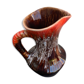 Carafe en céramique émaillée lavée rouge Vallauris vintage 1960