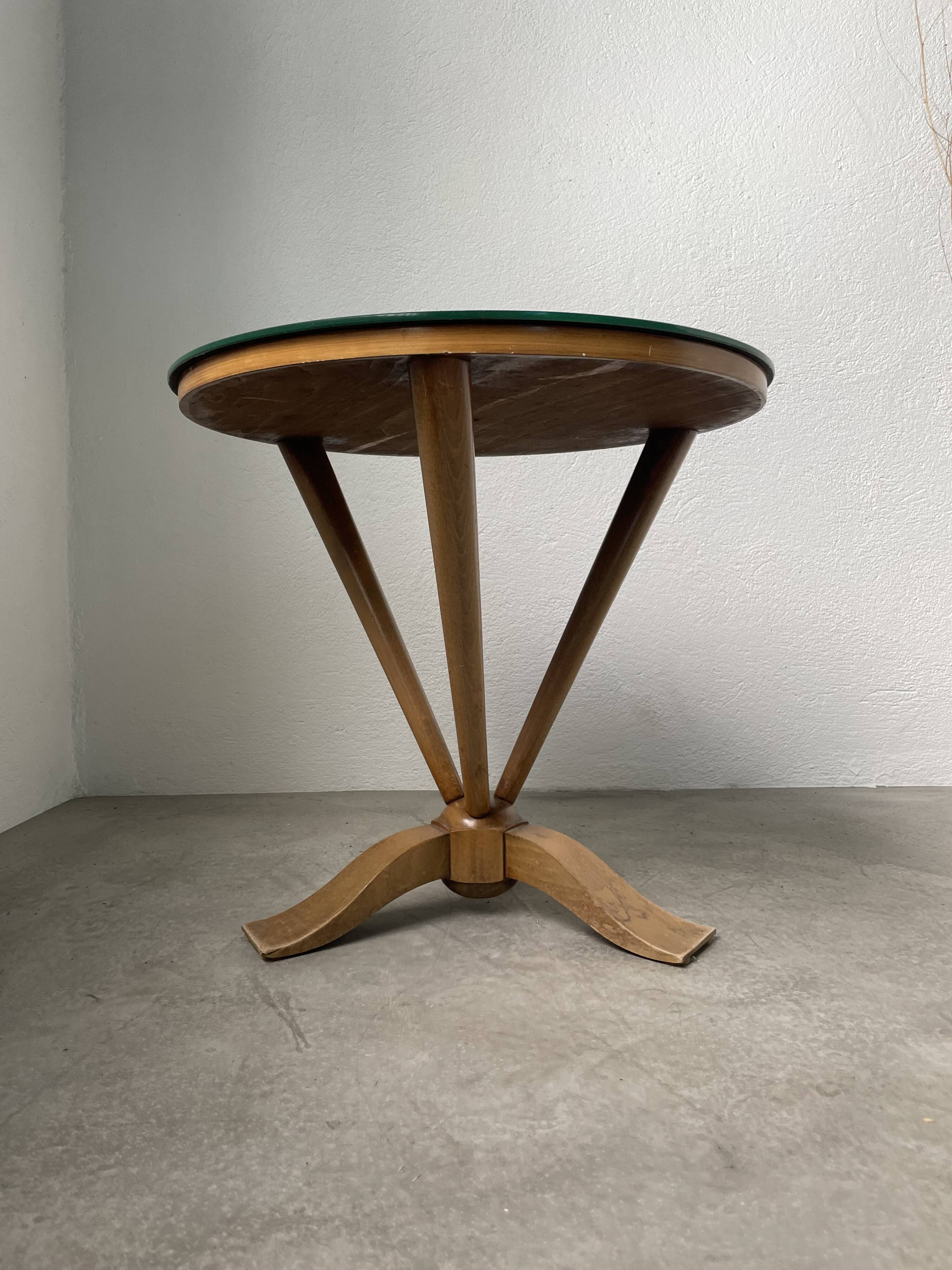 Art deco mirror pedestal table in walnut 1930