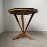 Art deco mirror pedestal table in walnut 1930