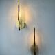 Pair of Venini floral wall sconces, gilt brass & Murano tubular glass, Italy, 1970s