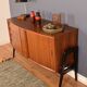 Restored Danish Style Walnut & Teak Sideboard With Tambour Doors