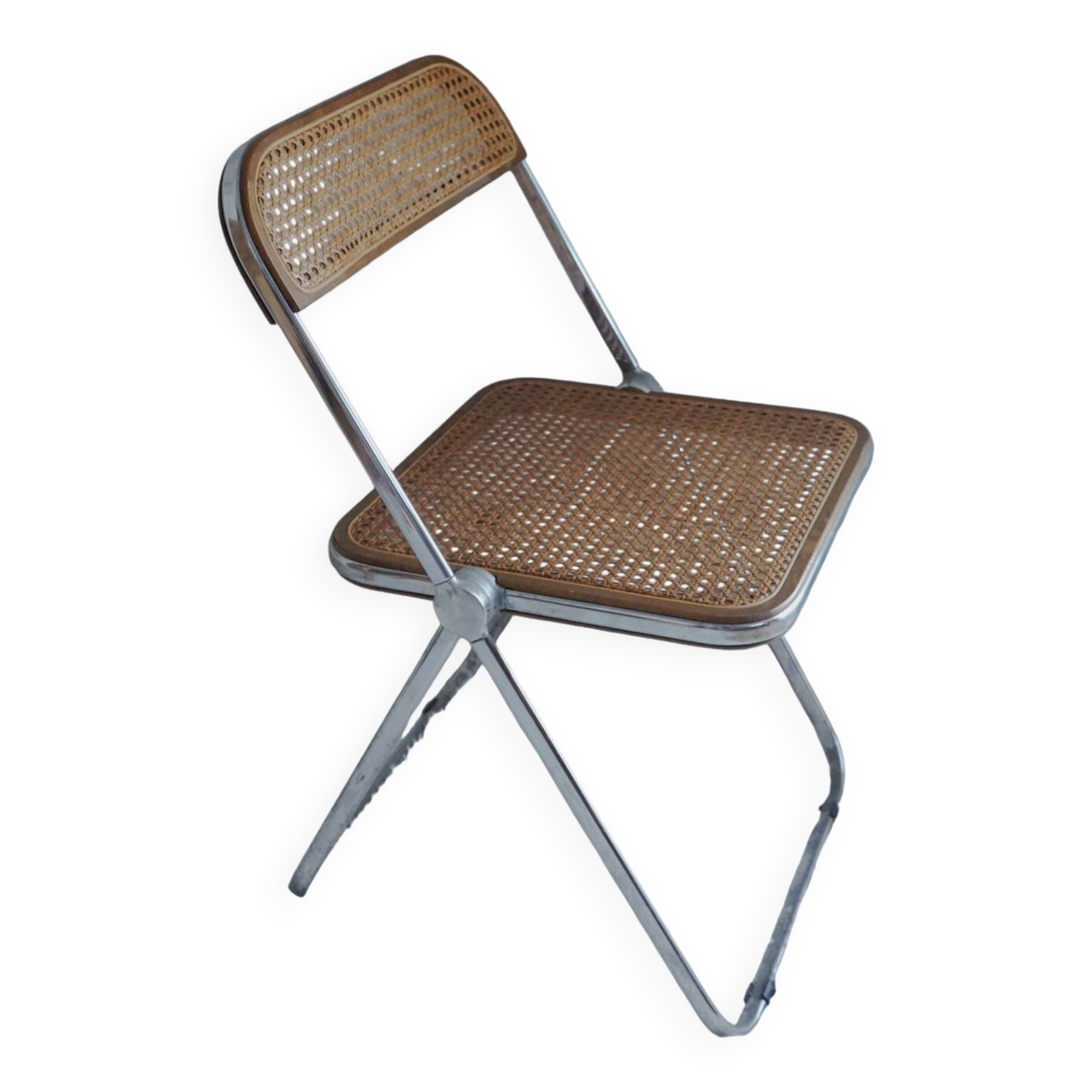 Vintage design cane folding chair: Giancarlo Piretti