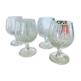 4 diamond point glass cognac or brandy glasses