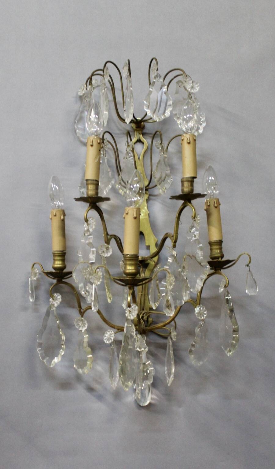 Large Bronze Wall Light with Pendants