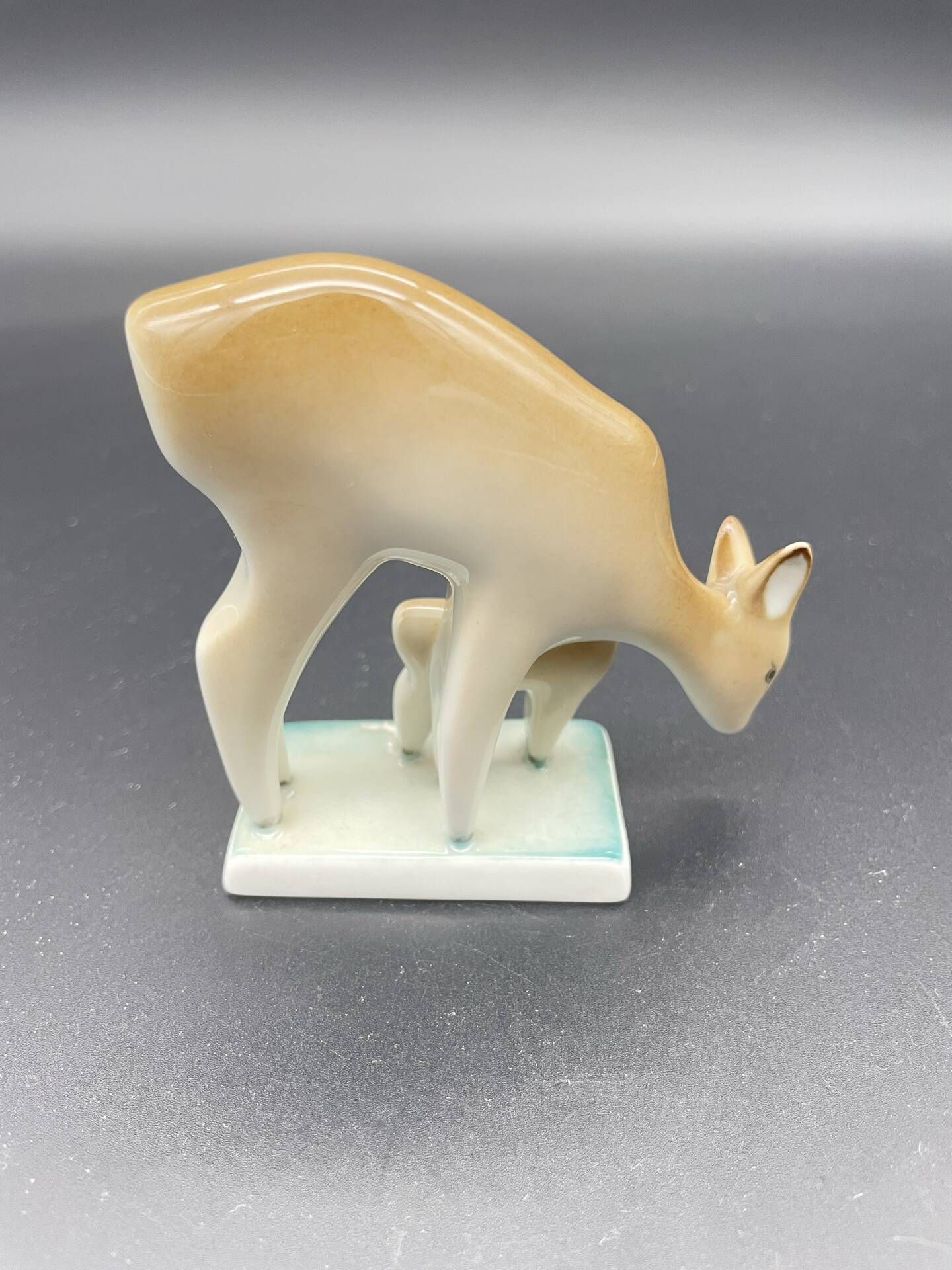 Doe and her fawn in Zsolnay porcelain Pécs – Vintage Hungarian years