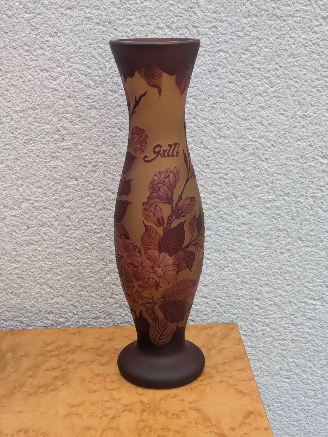 Signed lamp and vase, Tip Gallé – Acid-etched glass – Art Nouveau