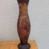 Signed lamp and vase, Tip Gallé – Acid-etched glass – Art Nouveau