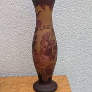 Signed lamp and vase, Tip Gallé – Acid-etched glass – Art Nouveau
