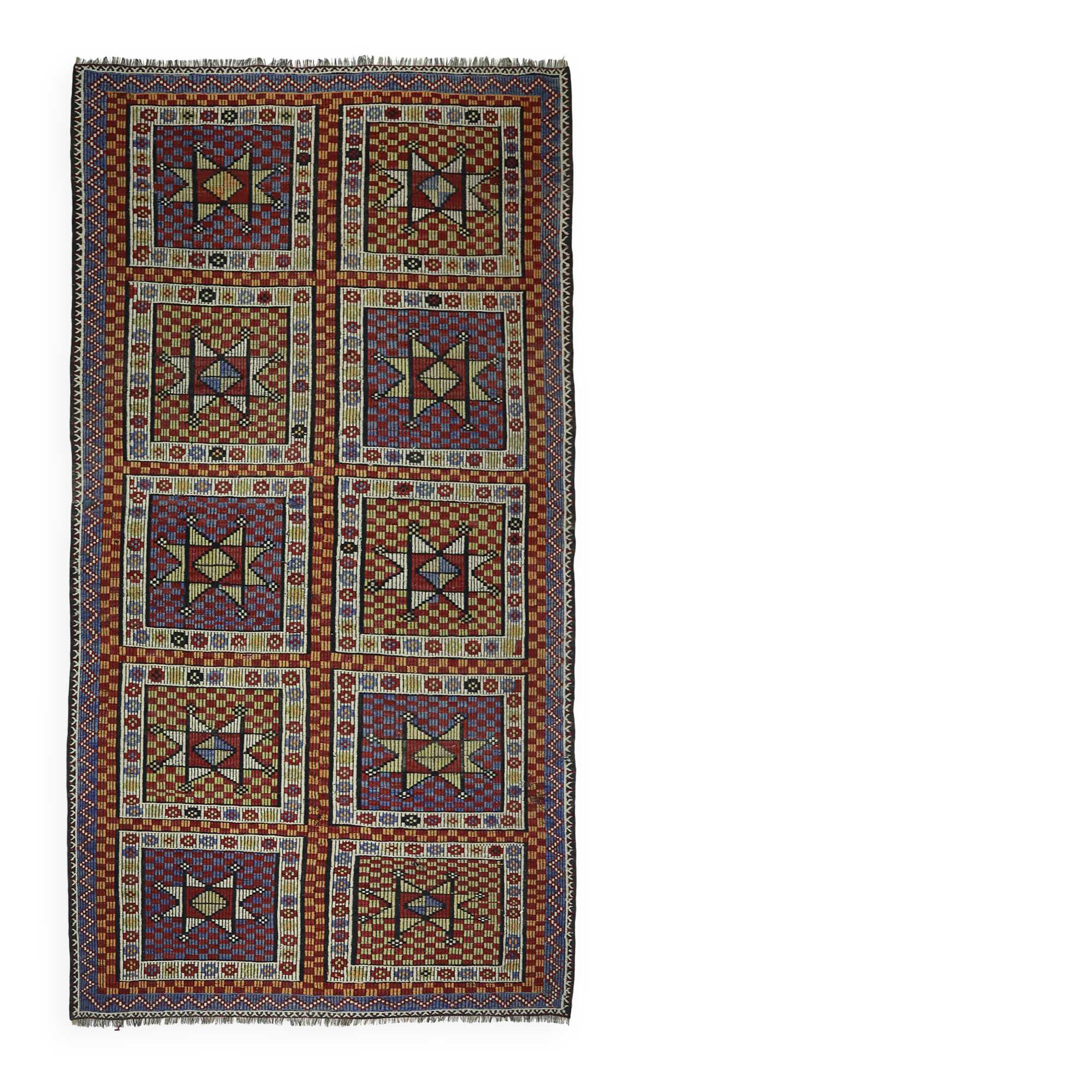 Tapis Kilim Vintage Turc Oushak 186x349 cm Laine Fait Main