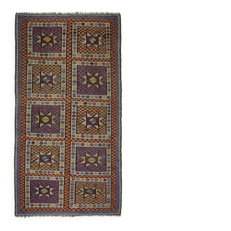 Tapis Kilim Vintage Turc Oushak 186x349 cm Laine Fait Main