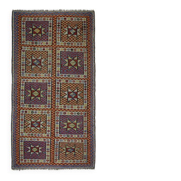 Tapis Kilim Vintage Turc Oushak 186x349 cm Laine Fait Main