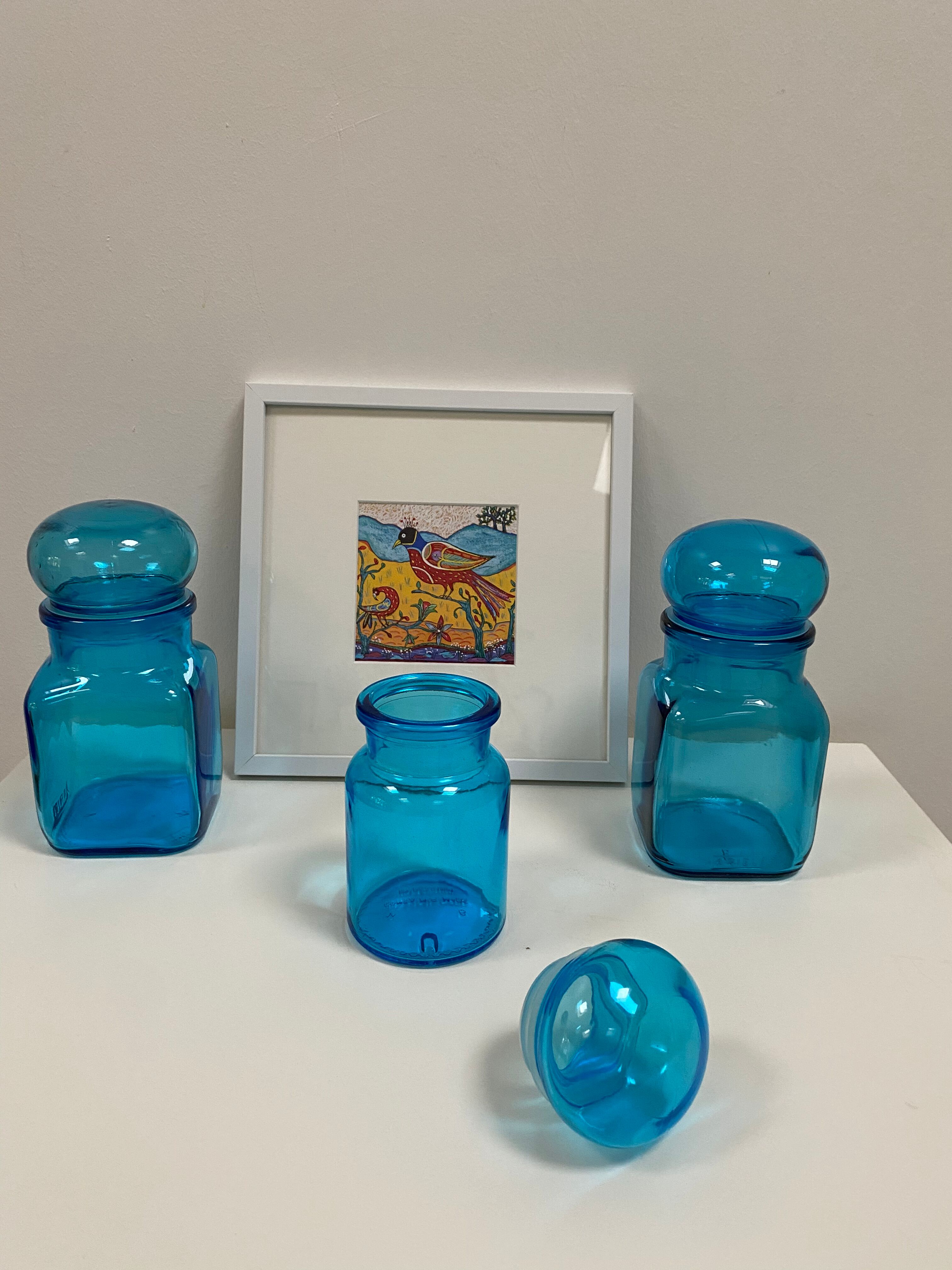 Small turquoise blue jar from the 70s