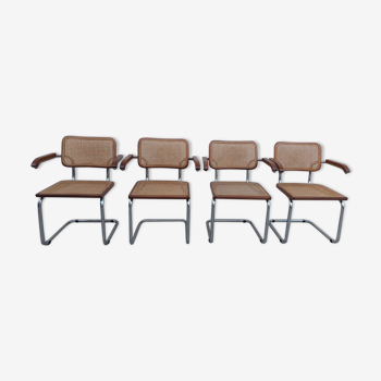 Série de 4 fauteuils b64 de Marcel Breuer signée Italy
