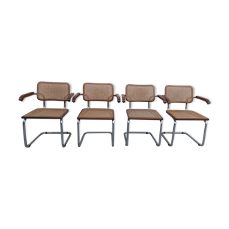 Series of 4 armchairs b64 by Marcel Breuer signed Italy