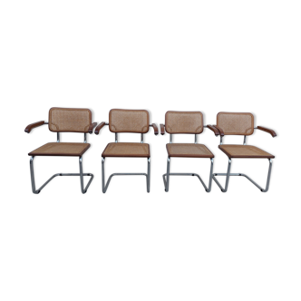 Série de 4 fauteuils b64 de Marcel Breuer signée Italy