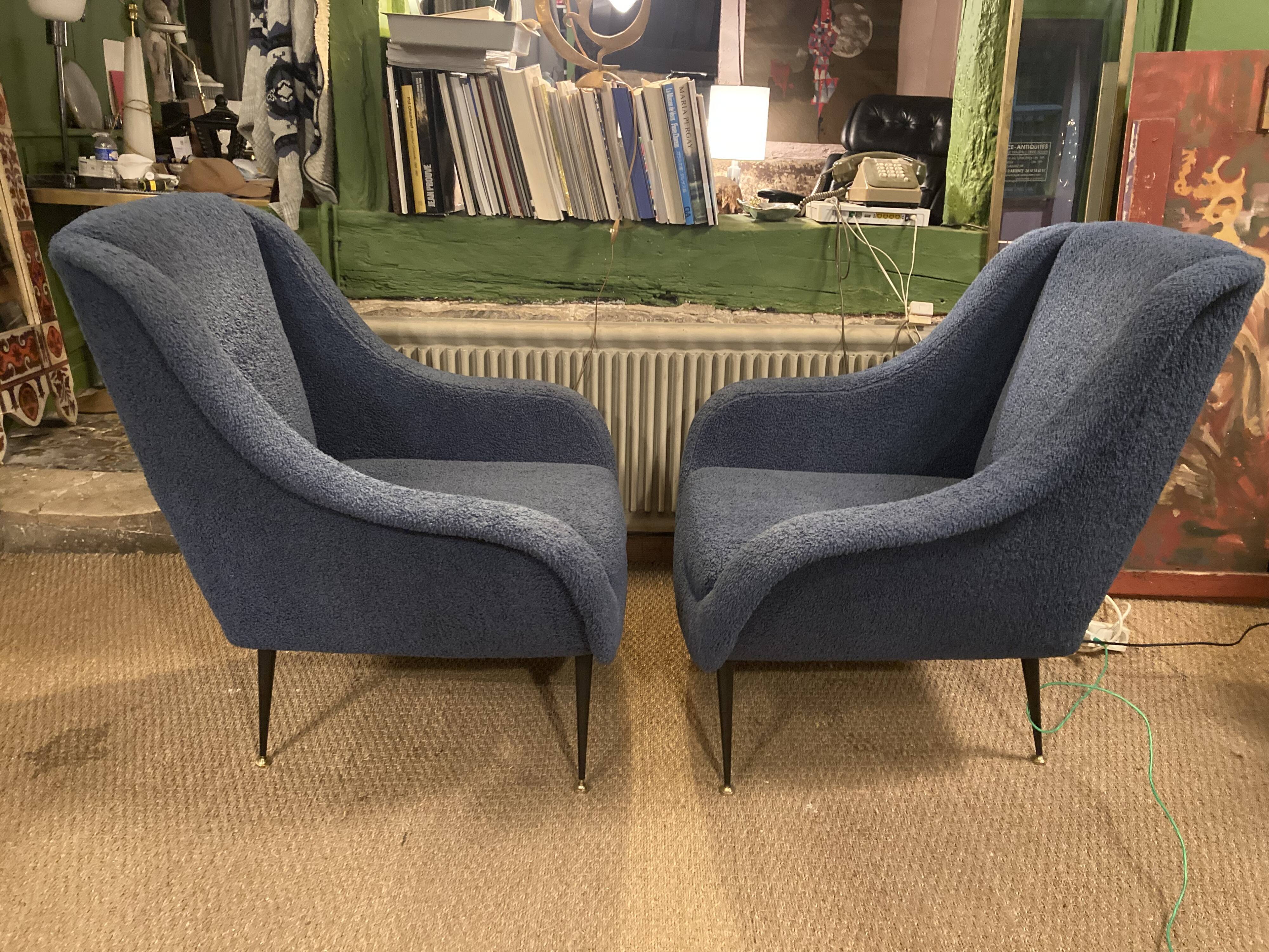 Pair of Italian armchairs 1950 design isa bergam