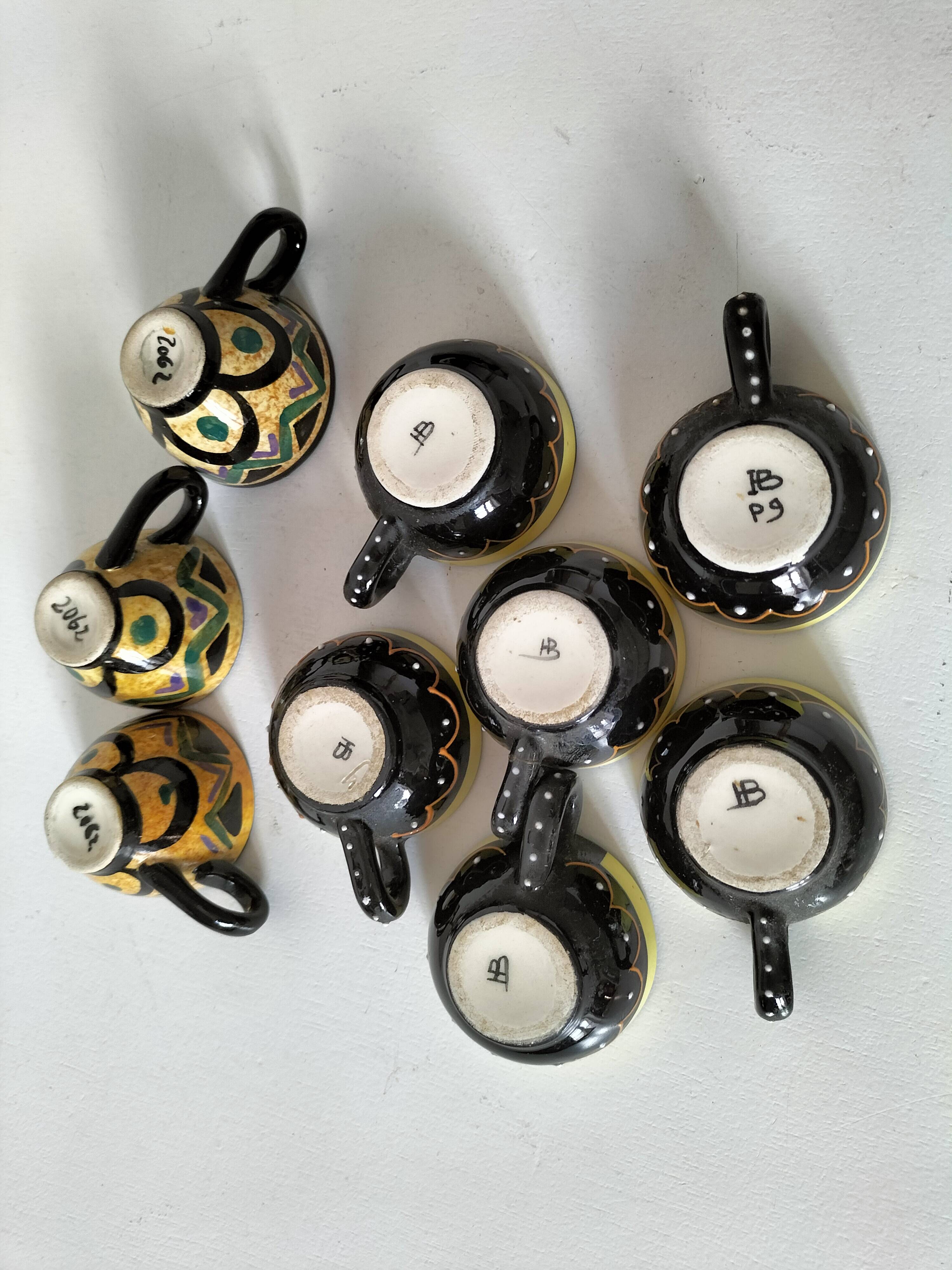 Vintage Breton mini cups – HB & St Jean – 9 pieces