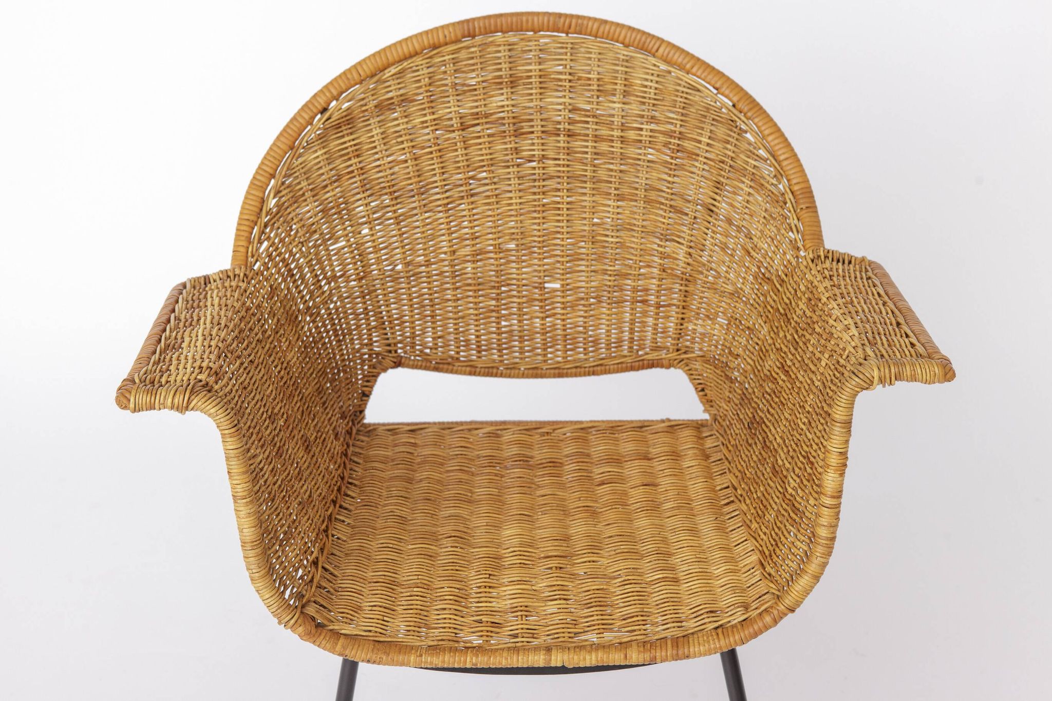Vintage Basket Chairs by Gianfranco Legler 1950s | Set of 3 Swiss Rattan